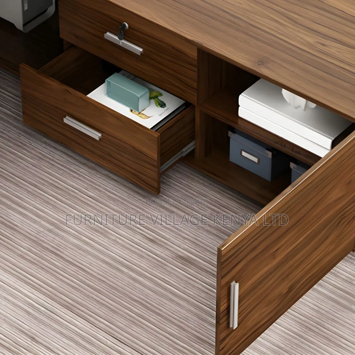 1.8m L-Shaped Wooden Office Desk With Drawers