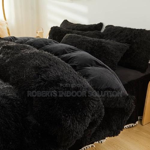 Black Velvet Plush Fluffy Duvet Set