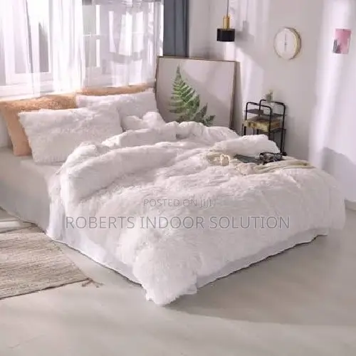 White Fluffy Plush Velvet Duvet Set
