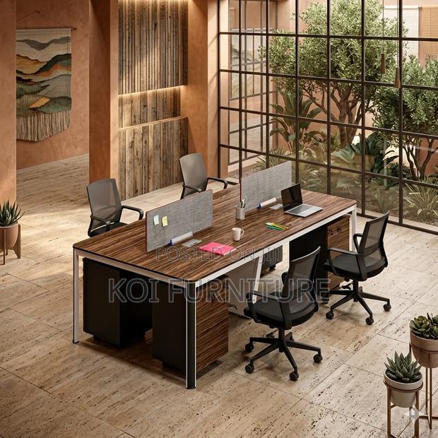 Office Workstation; Four Users Wooden Office Cyber Workstation