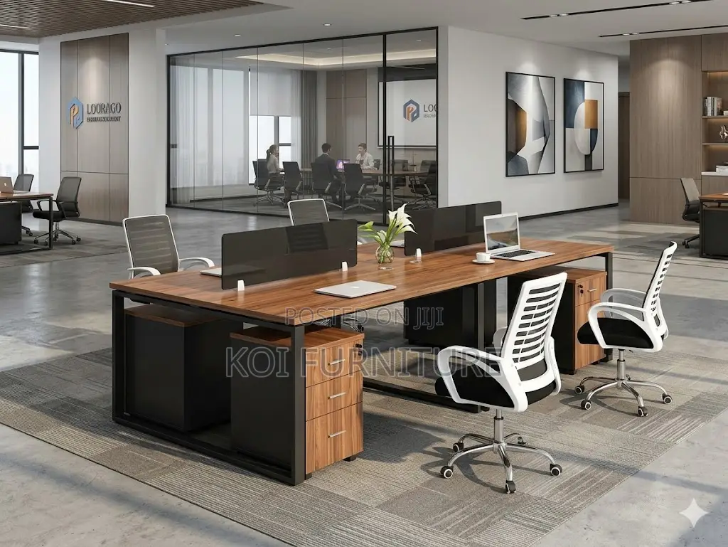 Office Workstation; Four Users Wooden Office Cyber Workstation