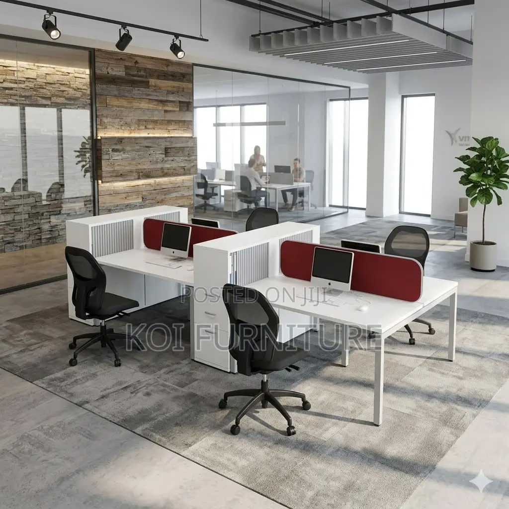 Office Workstation; Four Users Wooden Office Cyber Workstation