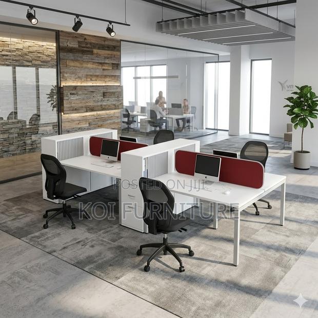 Office Workstation; Four Users Wooden Office Cyber Workstation - thumbnail 3