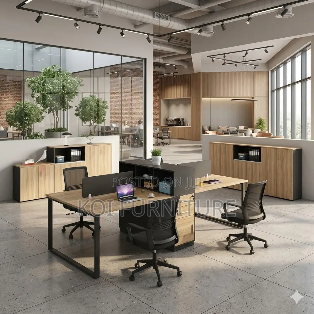 Office Workstation; Four Users Wooden Office Cyber Workstation