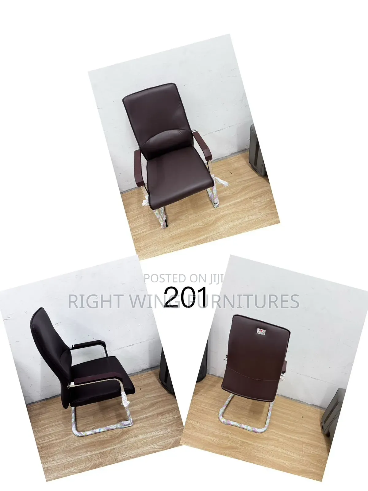 201 Brown Office Leather Waiting Chair
