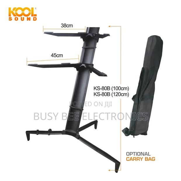 Black Aluminum Alloy Durable Double Keyboard Stand - main view