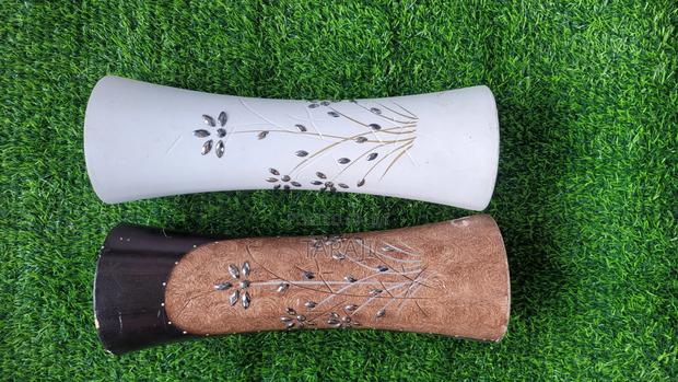 Premium Decorative Modern Vases Cream White Textured Brown Available - thumbnail 2