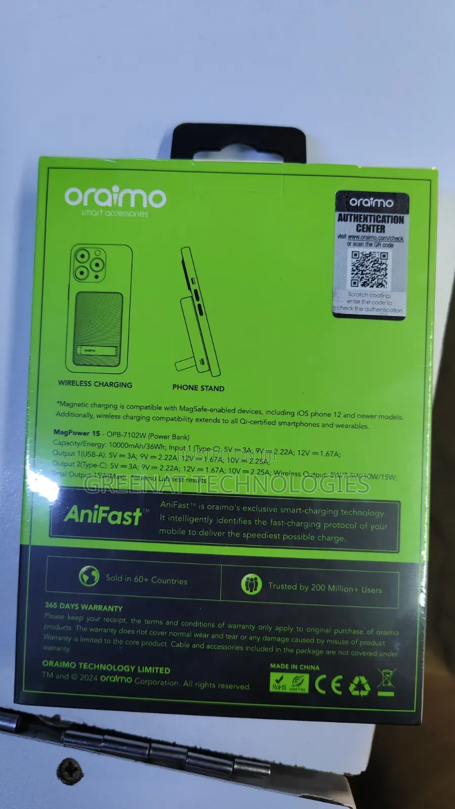 Oraimo Magpower 15 Magnetic Wireless Power Bank (10000mah)