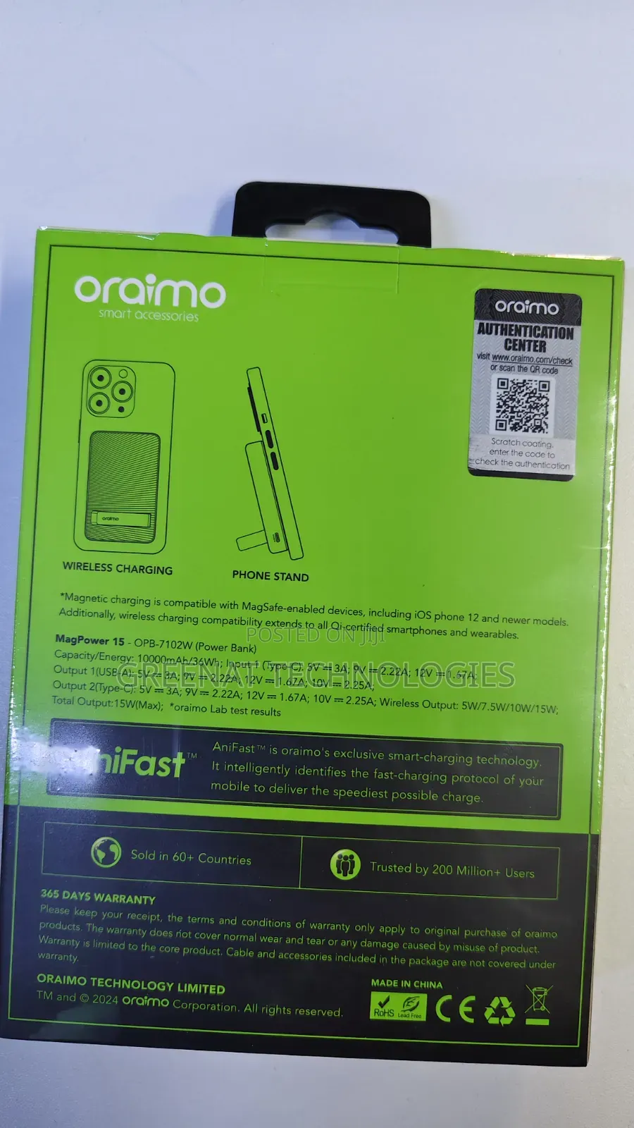 Oraimo Magpower 15 10000mah 22.5w Wireless and Wired Power Bank