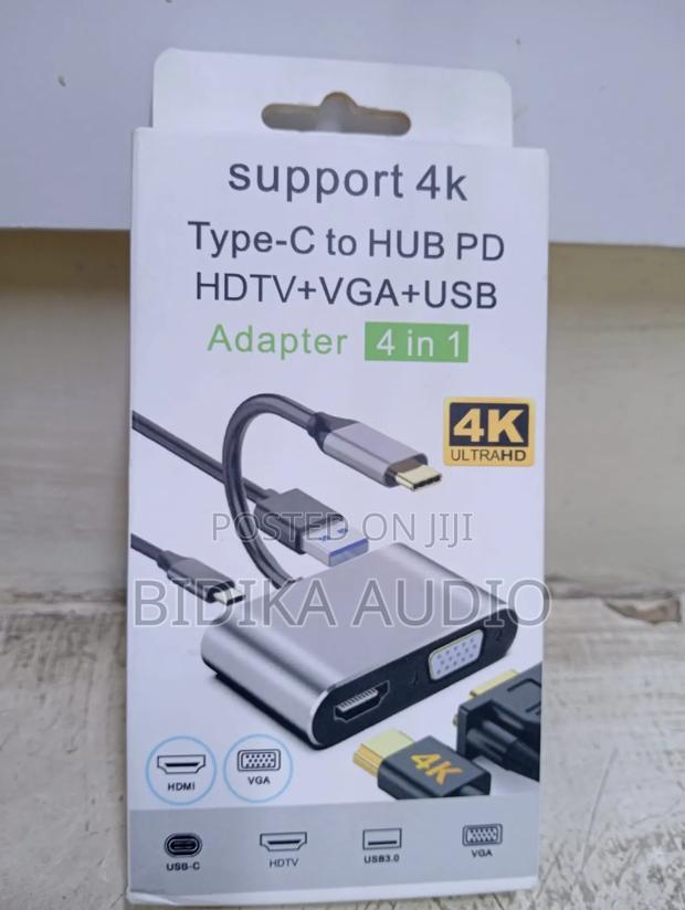 4-in-1 Usb-C Hub Multiport Adapter ( Hdmi, Vga, Usb 3.0, Type-C