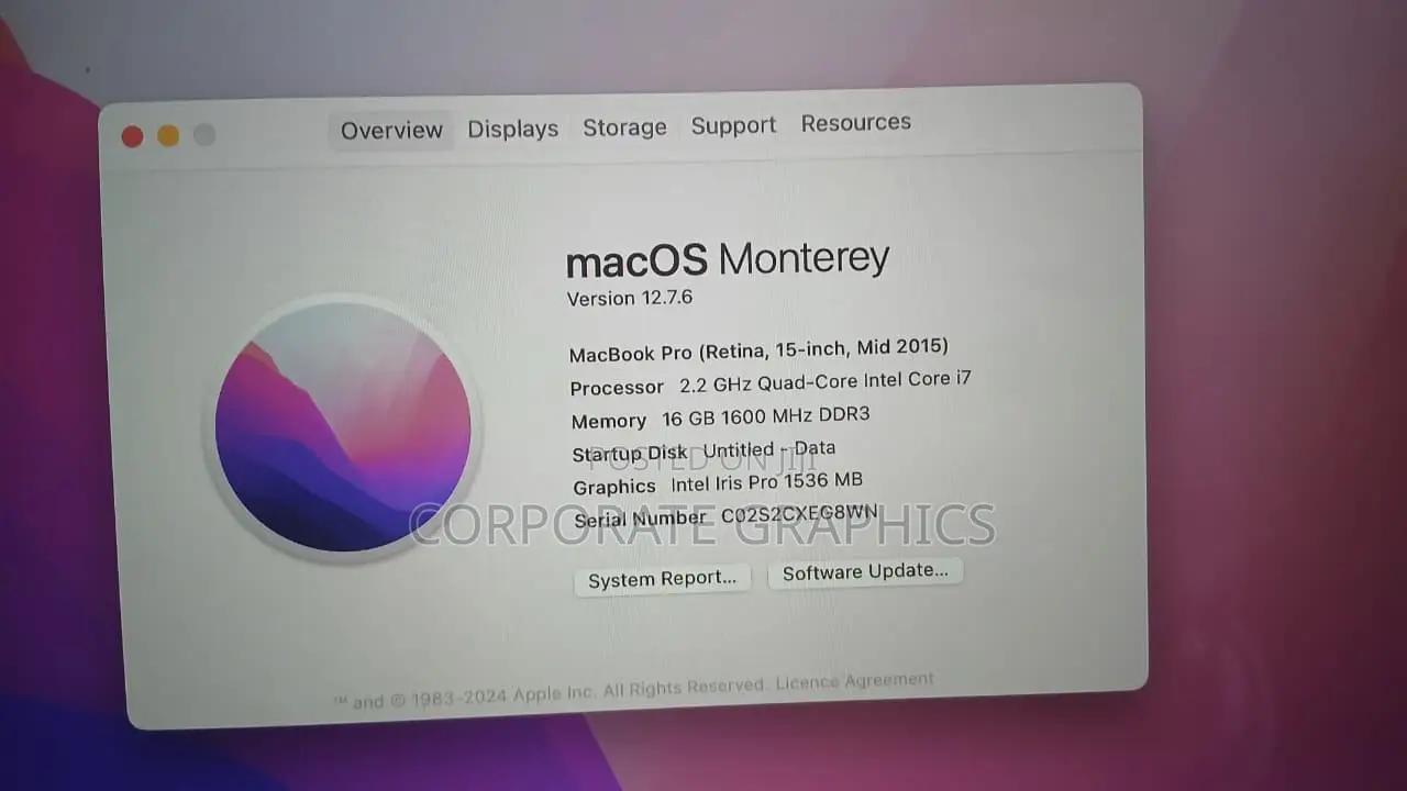 Laptop Apple MacBook Pro 16GB Intel Core i7 SSD 256GB