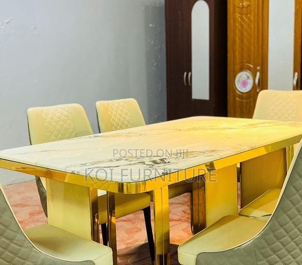 Dining Set; Six Seaters Golden Dining Set - thumbnail 6