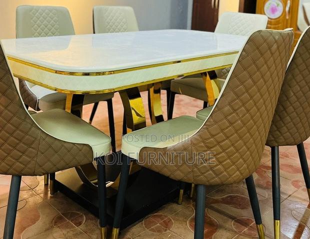 Dining Set; Six Seaters Golden Dining Set - thumbnail 9