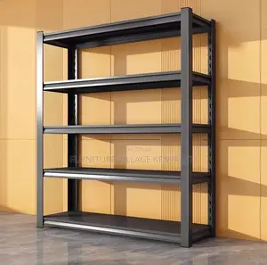 Metal 5-Layer Adjustable Black Steel Storage Rack