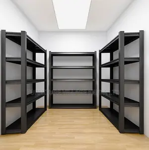 Metal 5-Layer Adjustable Black Steel Storage Rack