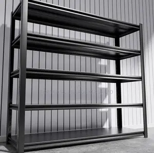 Metal 5-Layer Adjustable Black Steel Storage Rack