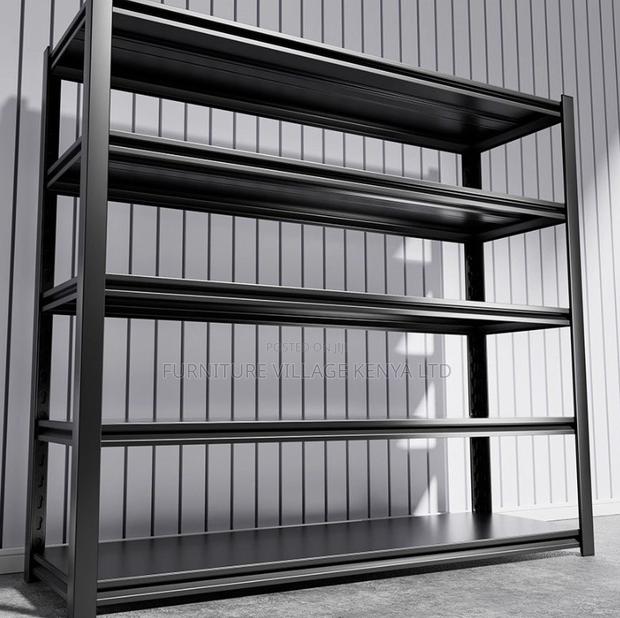 Metal 5-Layer Adjustable Black Steel Storage Rack - thumbnail 4