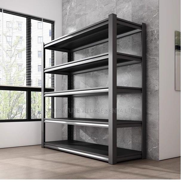 Metal 5-Layer Adjustable Black Steel Storage Rack - thumbnail 5