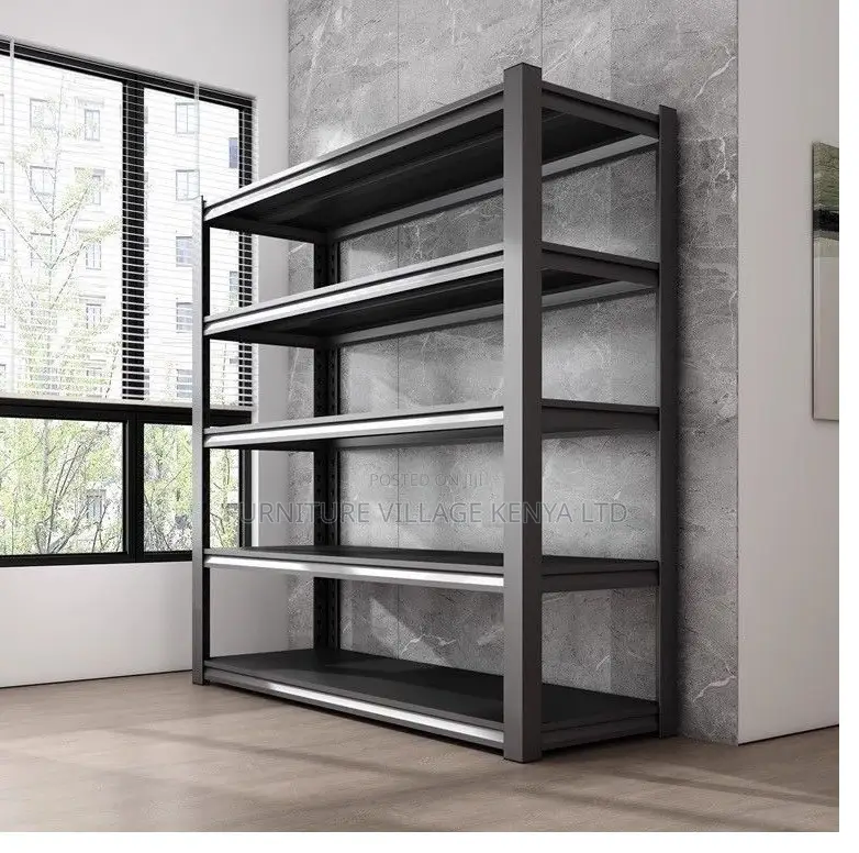 Metal 5-Layer Adjustable Black Steel Storage Rack