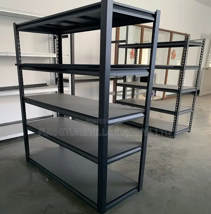 Metal 5-Layer Adjustable Black Steel Storage Rack