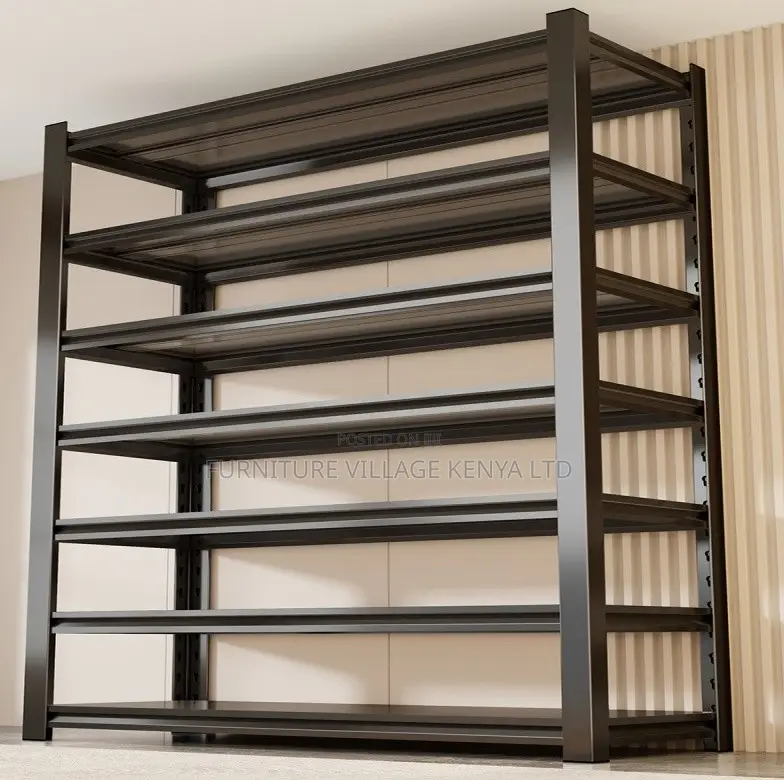 Metal 5-Layer Adjustable Black Steel Storage Rack