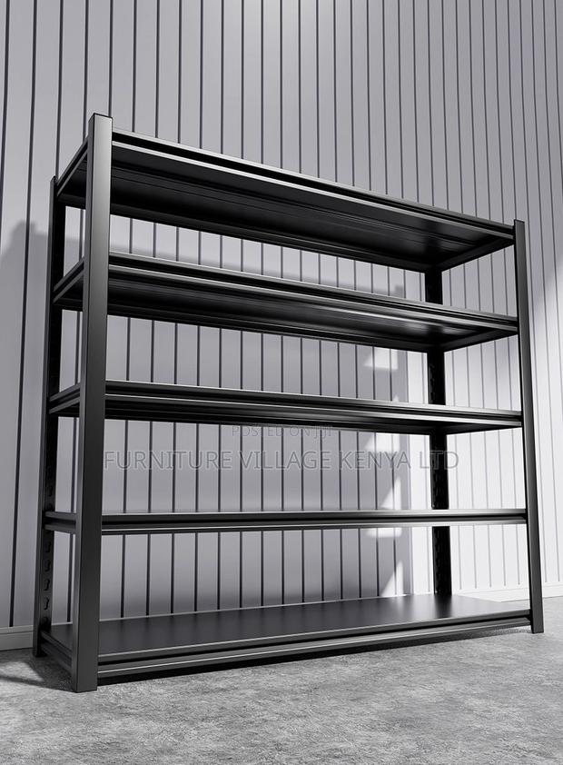 Metal 5-Layer Adjustable Black Steel Storage Rack - thumbnail 9