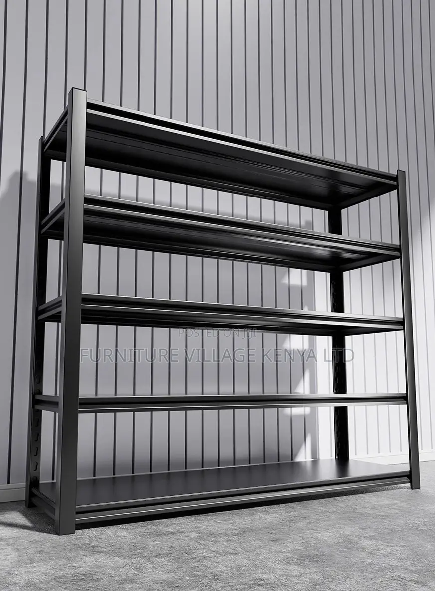 Metal 5-Layer Adjustable Black Steel Storage Rack