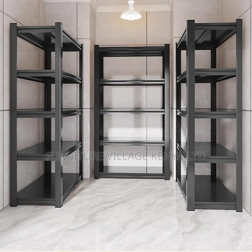 Metal 5-Layer Adjustable Black Steel Storage Rack