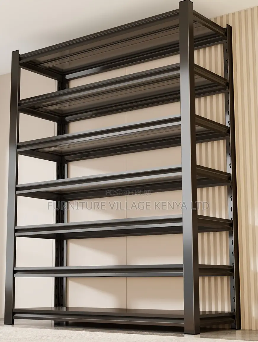 Metal 5-Layer Adjustable Black Steel Storage Rack