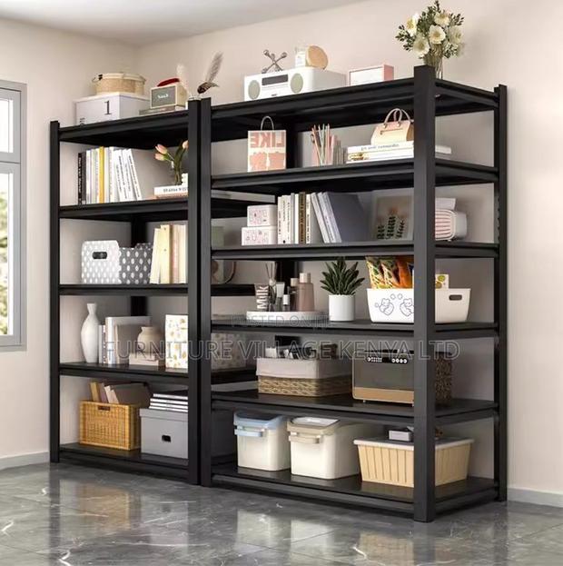 Metal 5-Layer Adjustable Black Steel Storage Rack - thumbnail 12