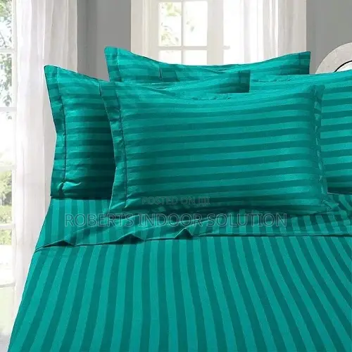 Premium Cotton Striped Sheets With Lustrous Satin Stripe