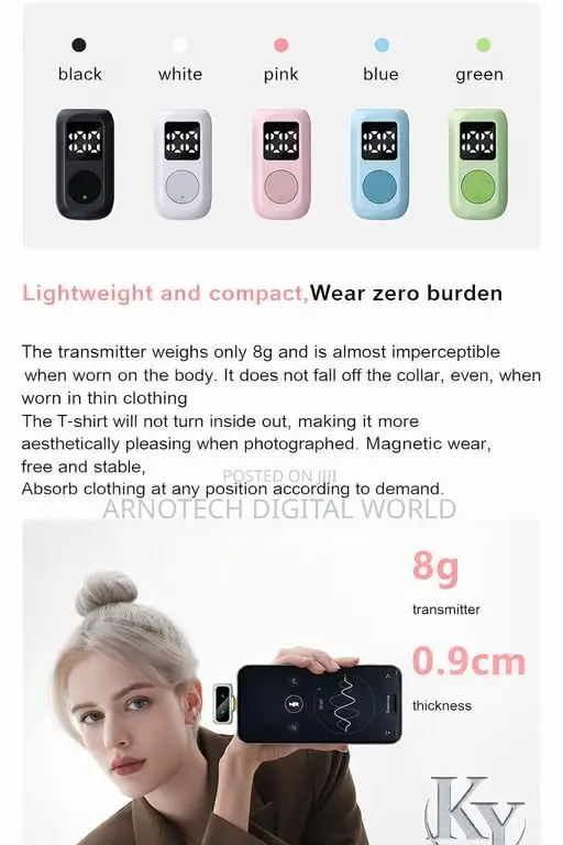 Qy88 Wireless Wearable Mic With Charging Case for Recording