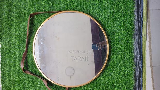Luxury Round Gold Wall Mirror With Premium Leather Hanging Strap - thumbnail 2