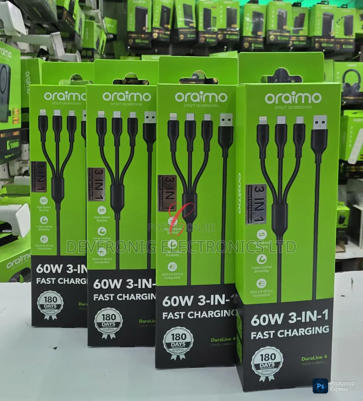 *
Oraimo Duraline 4 Ocd-118mcl *60w 3 in 1*