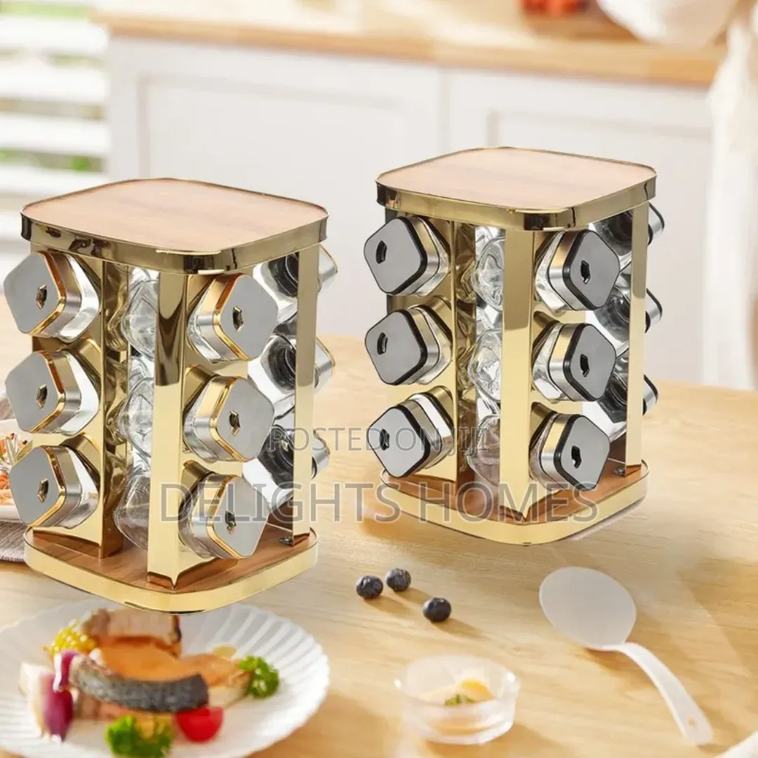 12 Marble Spice Rack With Wooden Top_jim