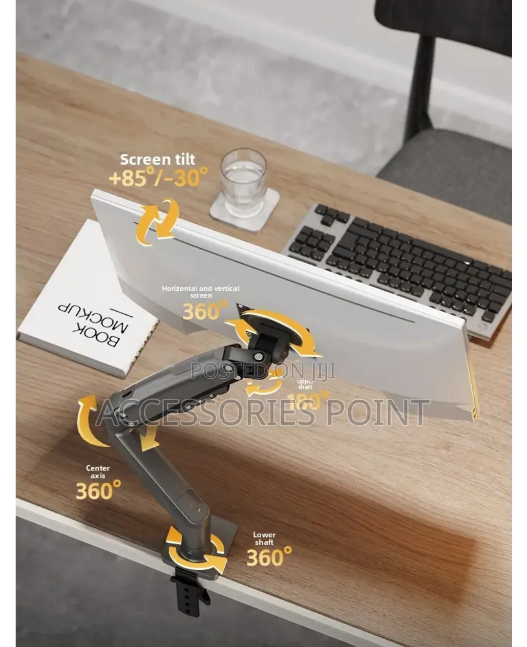 North Bayou Heavy Duty Monitor Arm Mount With Gas Springs and Warranty
