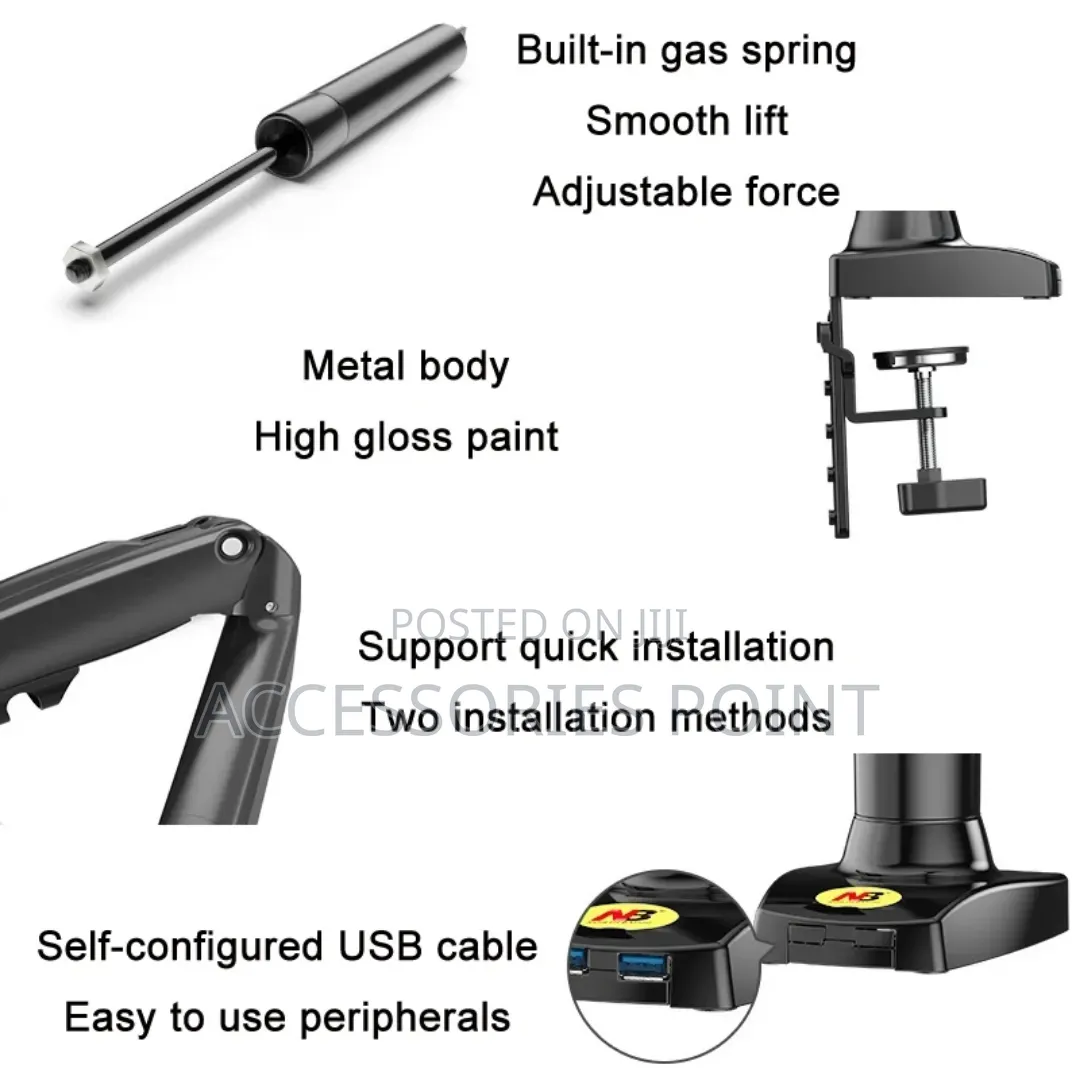 North Bayou Heavy Duty Monitor Arm Mount With Gas Springs and Warranty
