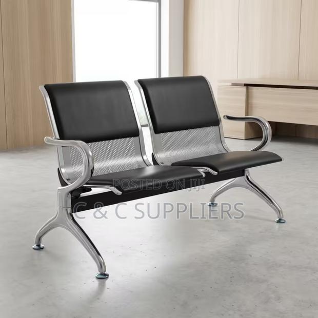 2-Seater Padded Office Waiting Bench - thumbnail 2