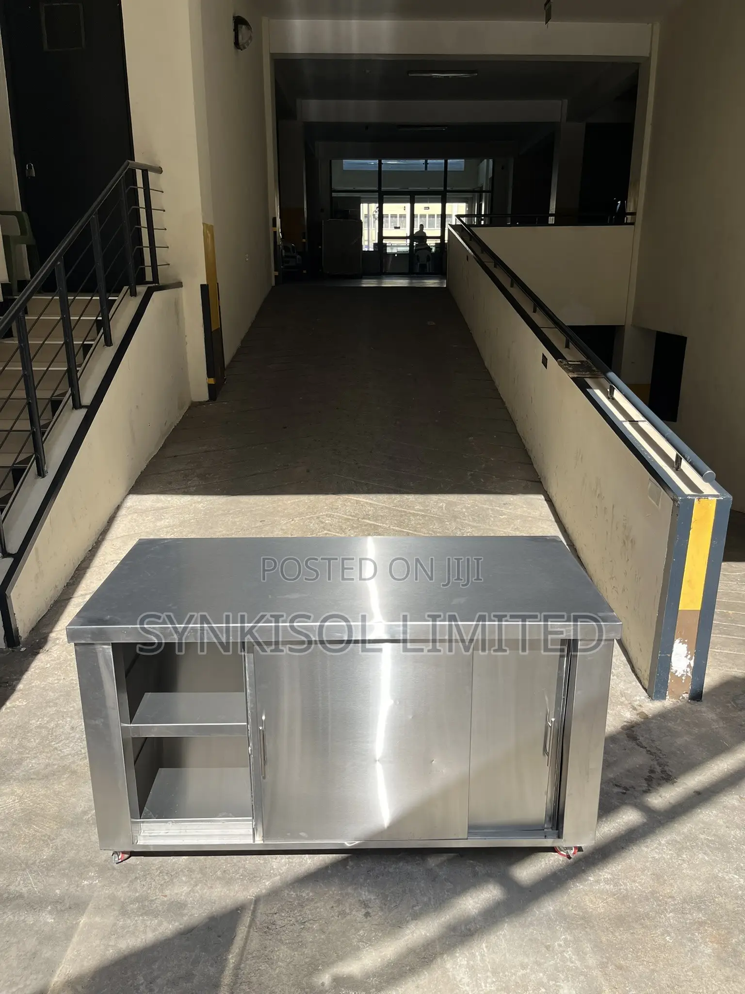 Stainless Steel Cabinet Work Table With Sliding Doors