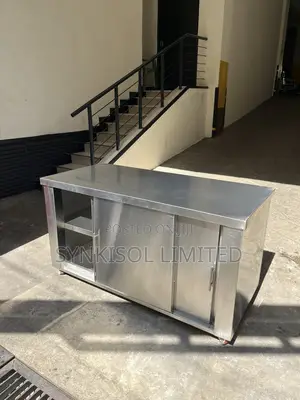 Stainless Steel Cabinet Work Table With Sliding Doors