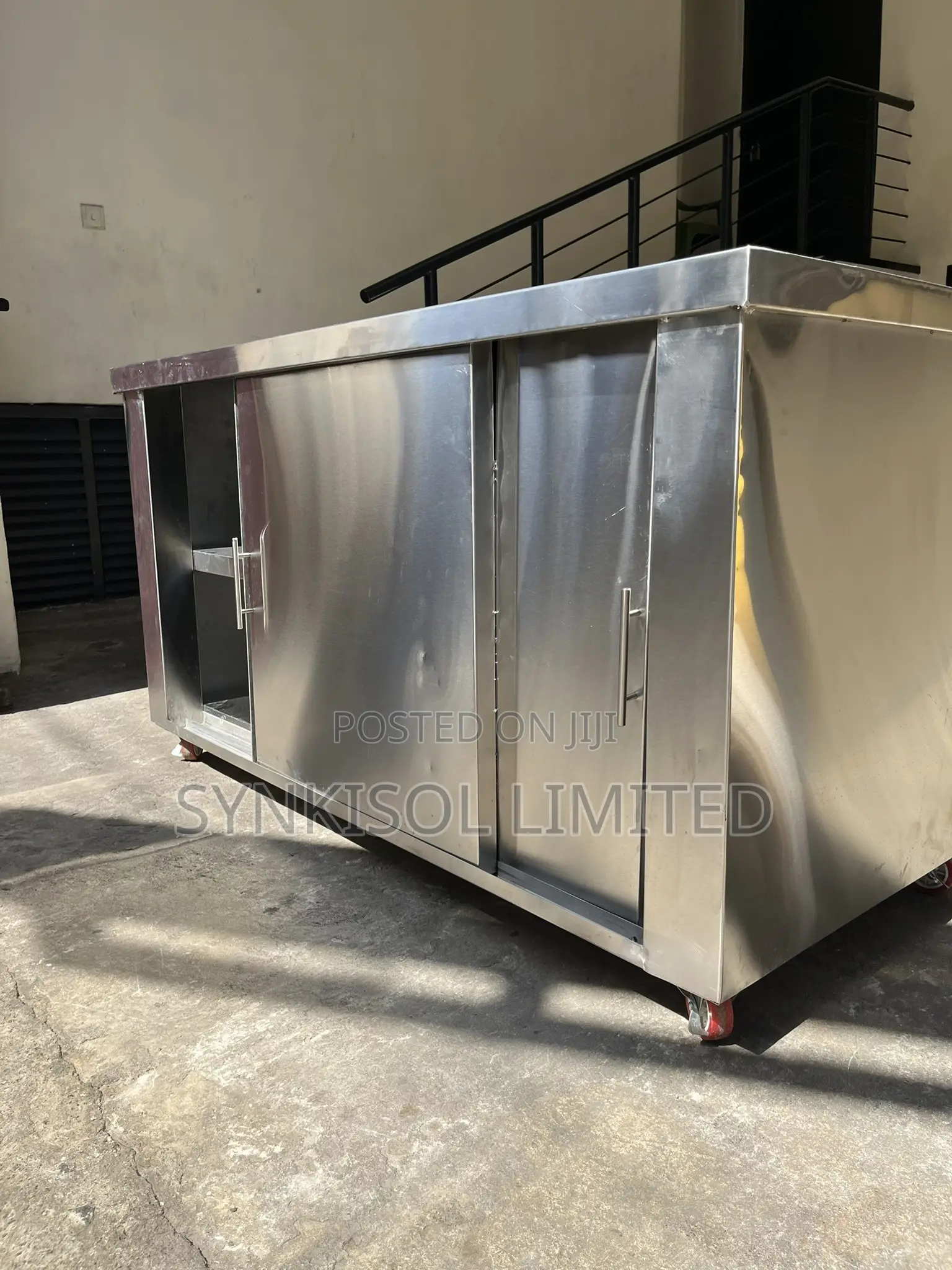 Stainless Steel Cabinet Work Table With Sliding Doors