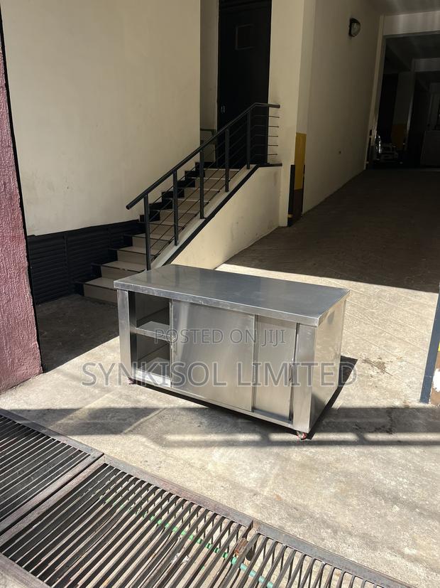 Stainless Steel Cabinet Work Table With Sliding Doors - thumbnail 6