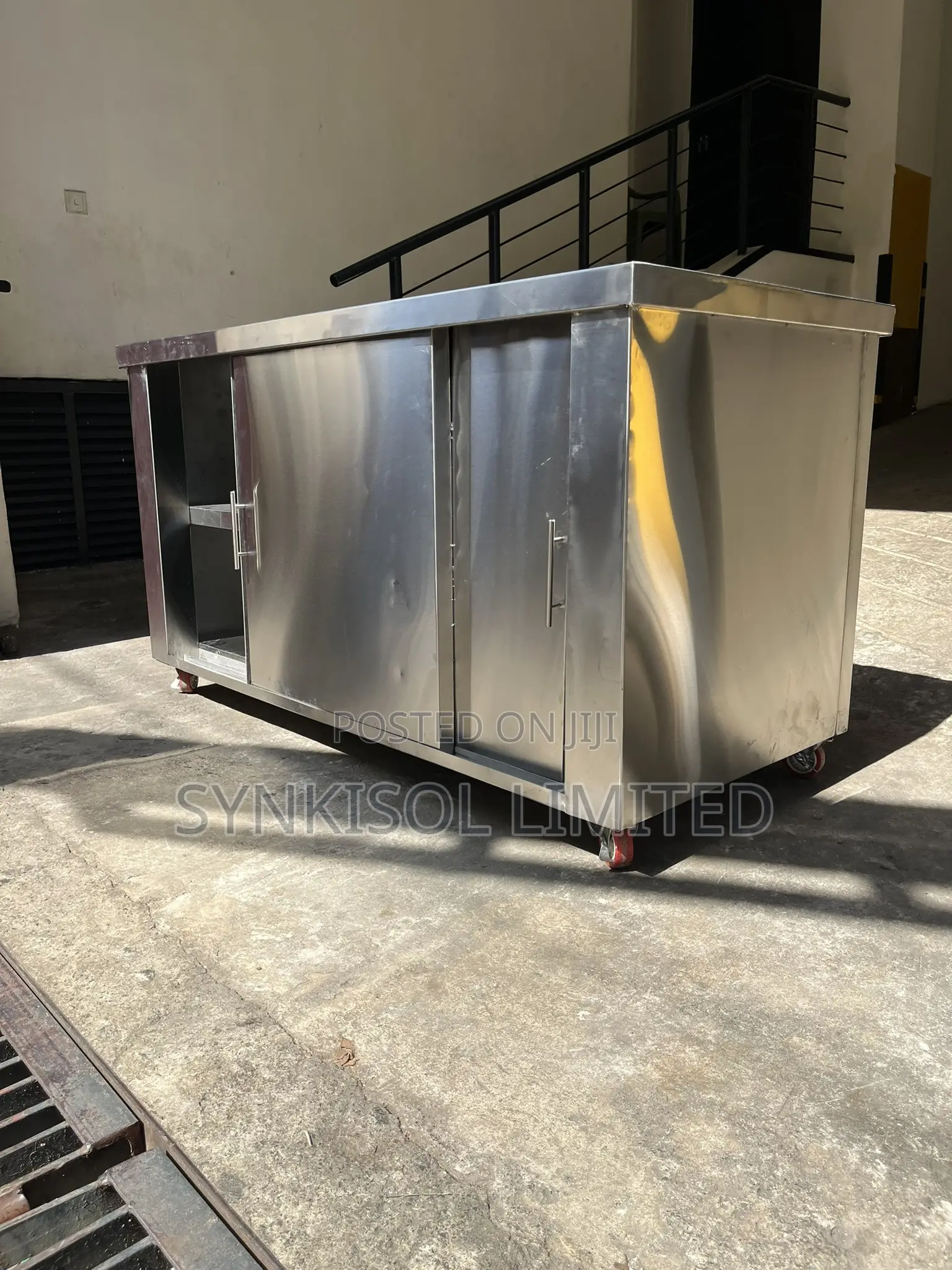 Stainless Steel Cabinet Work Table With Sliding Doors