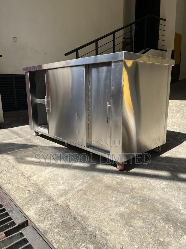 Stainless Steel Cabinet Work Table With Sliding Doors - thumbnail 5