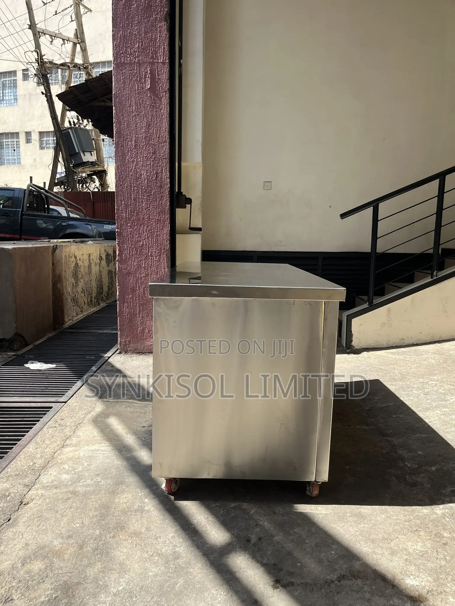 Stainless Steel Cabinet Work Table With Sliding Doors