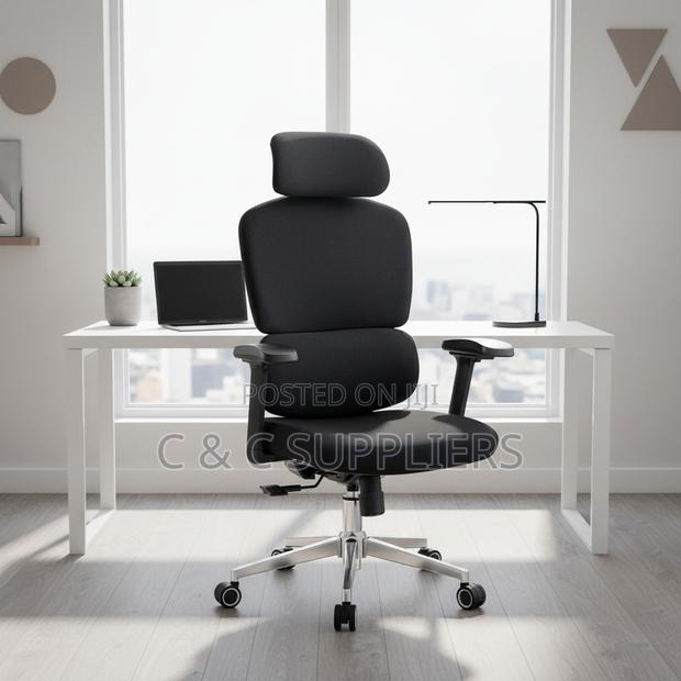 Black Fabric Orthopedic Office Chair - thumbnail 3