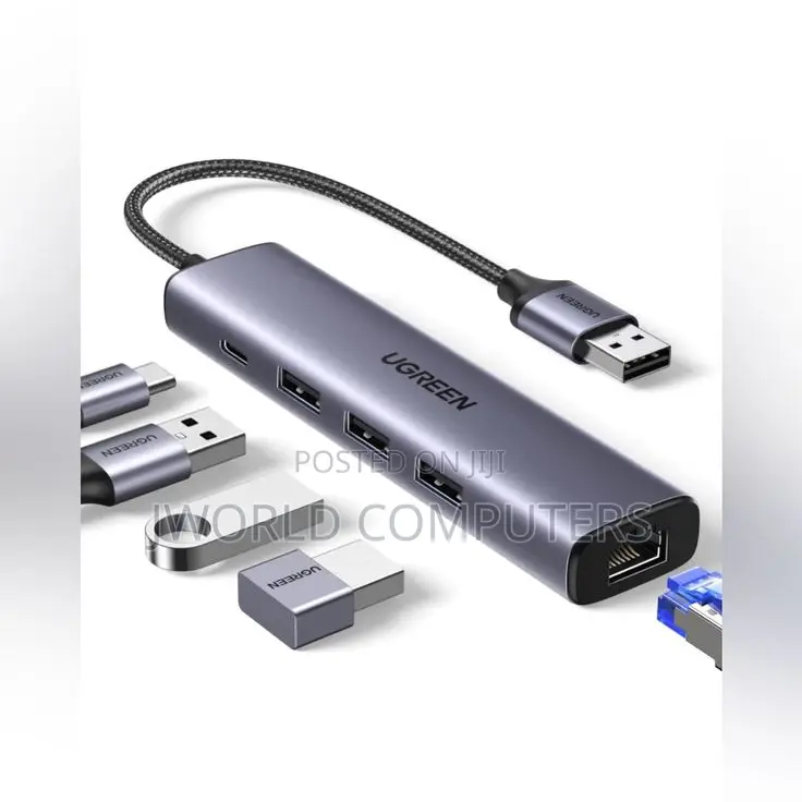 Ugreen Usb-C to Rj45 Gigabit Ethernet + Usb-a 3.0 (3 Ports) Adapter