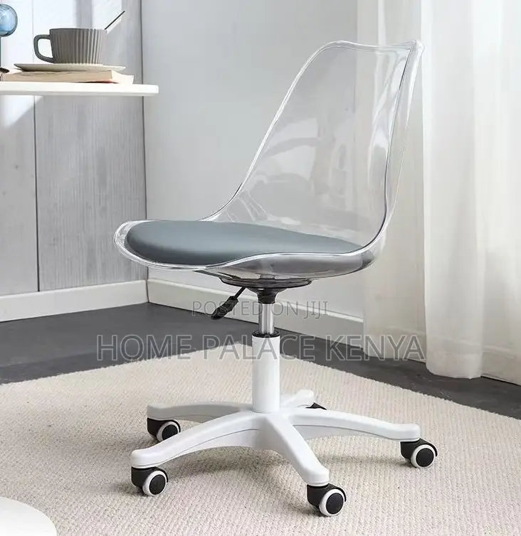 Plastic Chair; Mobile Transparent Vanity Stool