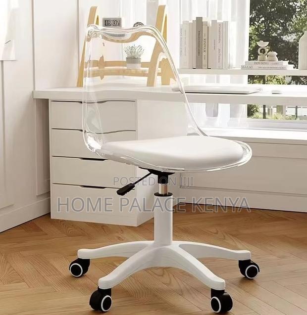 Plastic Chair; Mobile Transparent Vanity Stool - thumbnail 2
