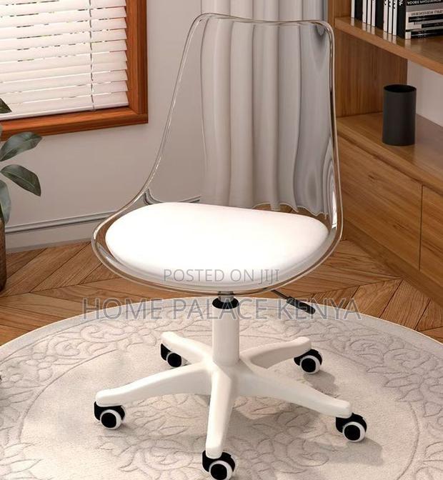 Plastic Chair; Mobile Transparent Vanity Stool - thumbnail 3
